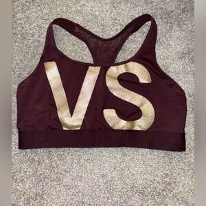 The Player Victoria’s Secret Sports Racer Back Gold Foil Logo Sports Bra Sz XL
